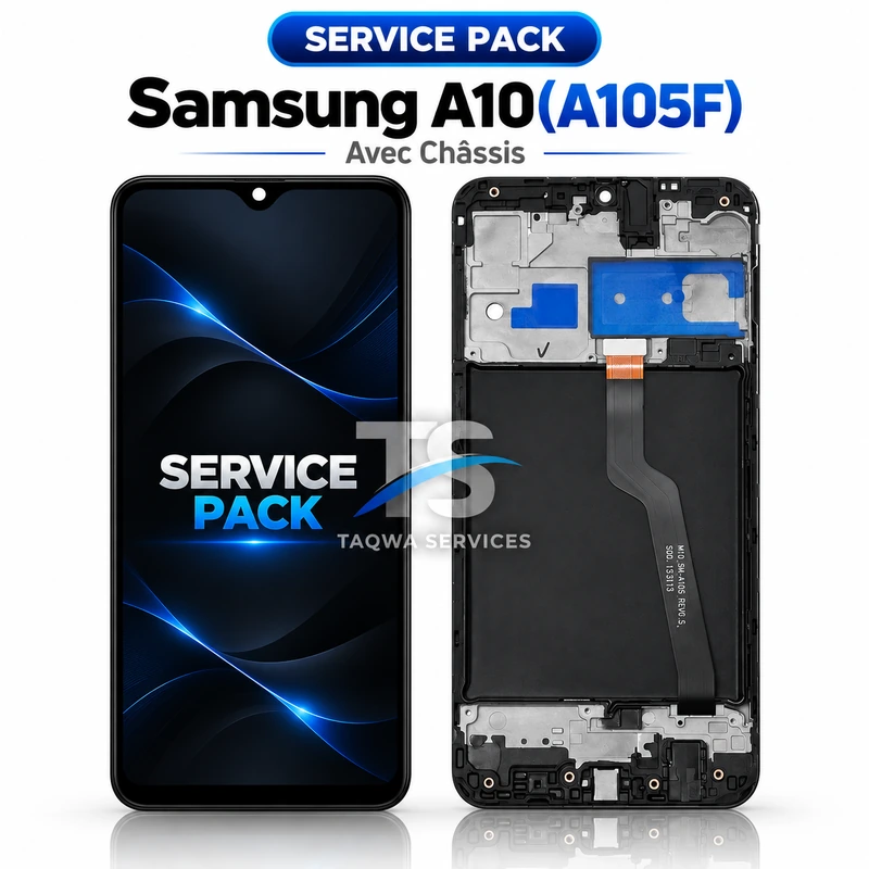 Galaxy A10(A105F) Screen & Display – Black (Service Pack avec Chassis | Samsung)