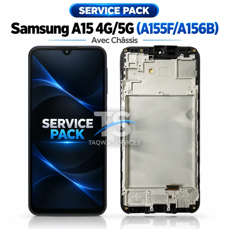 Écrans & Afficheurs Galaxy A15 4G/5G(A155F/A156B) – Noir (Service Pack avec Chassis | Samsung)