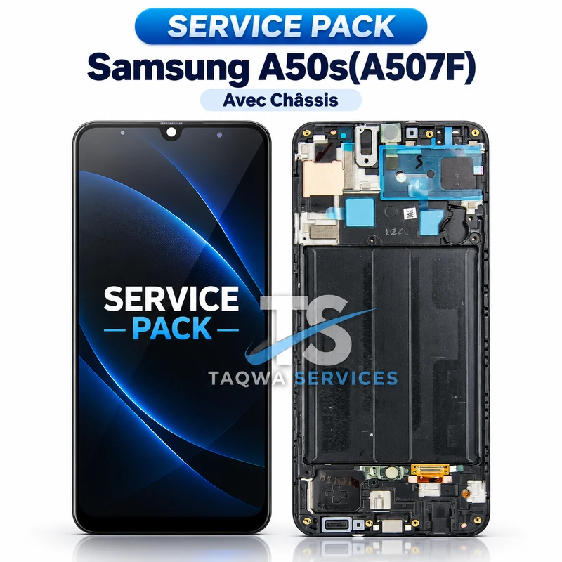 Écrans & Afficheurs Galaxy A50s(A507F) – Noir (Service Pack avec Chassis | Samsung)