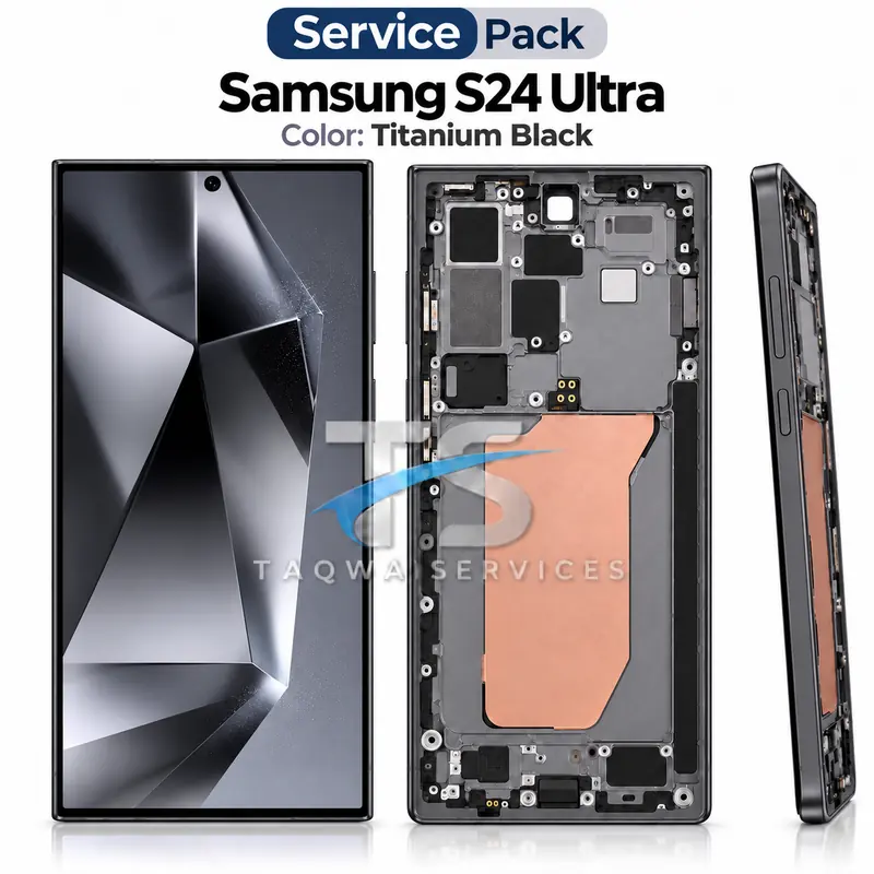 Écrans & Afficheurs Galaxy S24 Ultra – Noir Titane (Service Pack avec Chassis | Samsung)