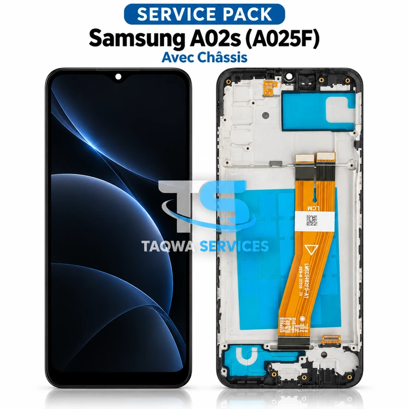 Galaxy A02s(A025F) Screen & Display – Black (Service Pack avec Chassis | Samsung)