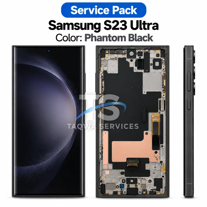 Écrans & Afficheurs Galaxy S23 Ultra – Noir (Service Pack avec Chassis | Samsung)