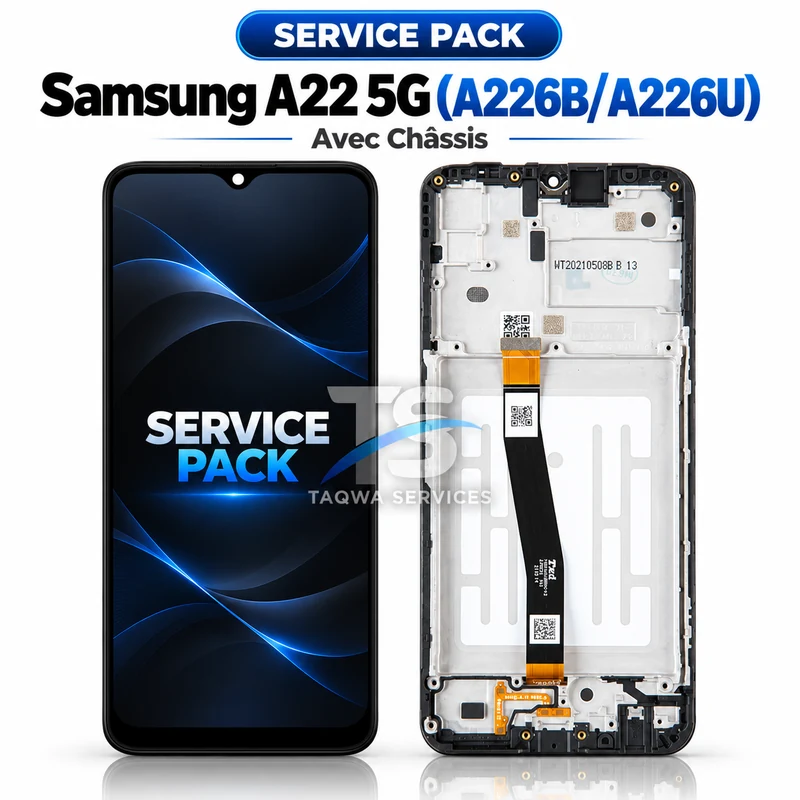 Galaxy A22 5G(A226B/A226U) Screen & Display – Black (Service Pack avec Chassis | Samsung)