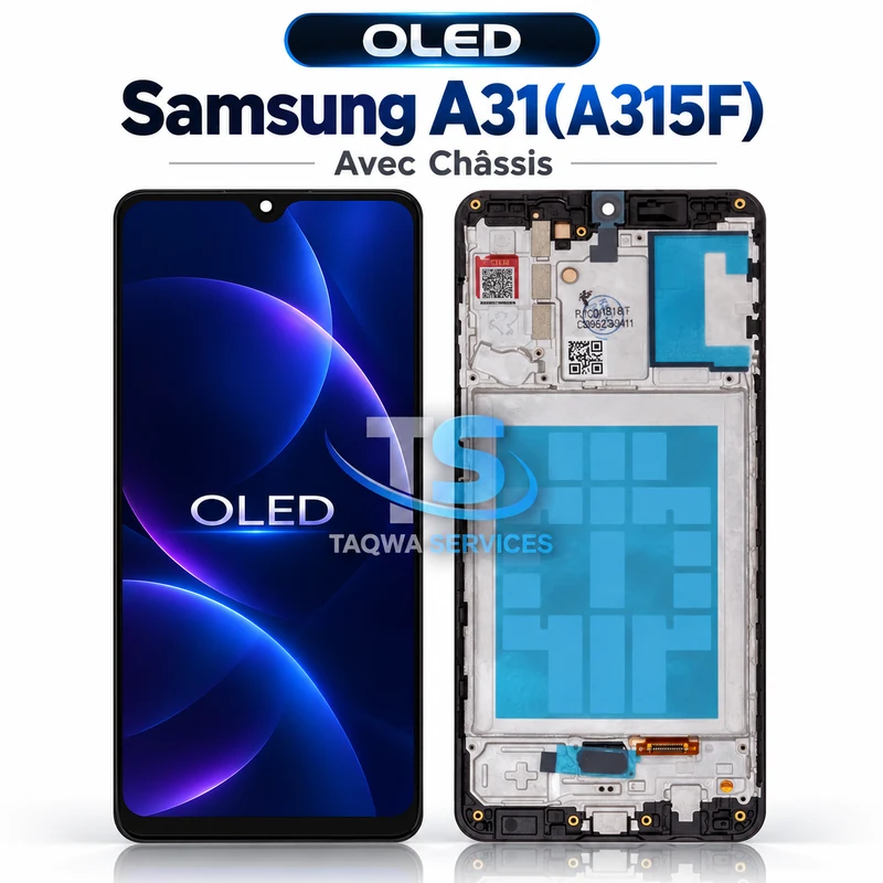 Galaxy A31(A315F) Screen & Display – Black (avec Chassis - OLED | Ori)
