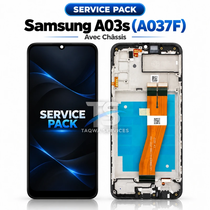 Écrans & Afficheurs Galaxy A03s(A037F) – Noir (Service Pack avec Chassis | Samsung)