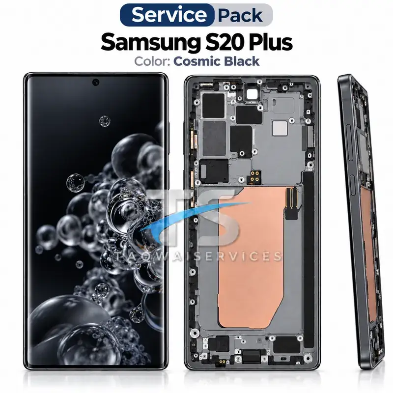Écrans & Afficheurs Galaxy S20 Plus (G985B/G986B) – Noir (Service Pack avec Chassis | Samsung)