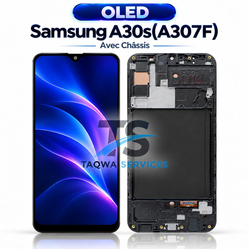 Écrans & Afficheurs Galaxy A30s(A307F) – Noir (avec Chassis - OLED | Ori)