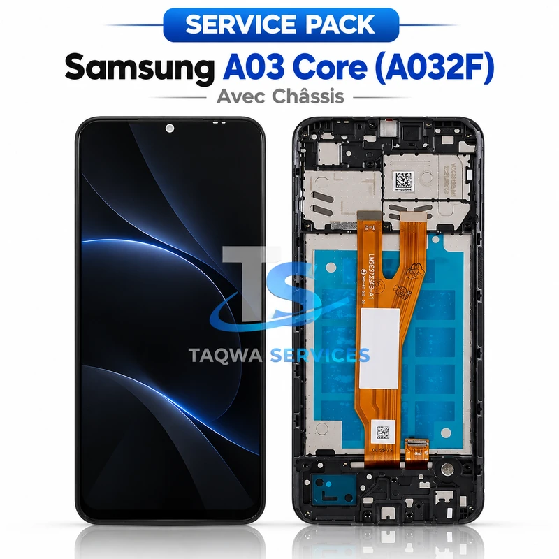 Écrans & Afficheurs Galaxy A03 Core(A032F) – Noir (Service Pack avec Chassis | Samsung)