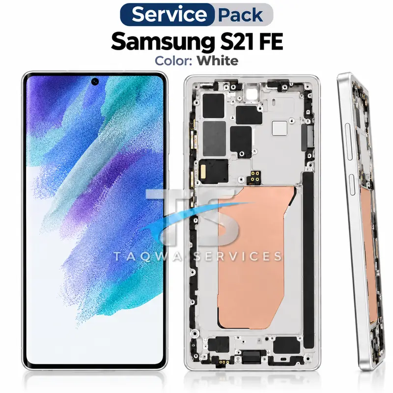 Galaxy S21 FE Screen & Display – White (Service Pack avec Chassis | Samsung)