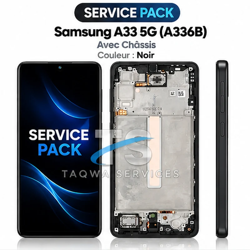 Galaxy A33 5G(A336B) Screen & Display – Black (Service Pack avec Chassis | Samsung)