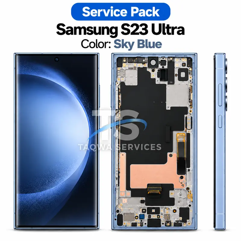 Écrans & Afficheurs Galaxy S23 Ultra – Bleu Ciel (Service Pack avec Chassis | Samsung)