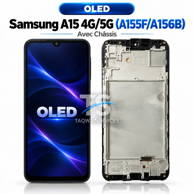 Écrans & Afficheurs Galaxy A15 4G/5G(A155F/A156B) – Noir (avec Chassis - OLED | Ori)