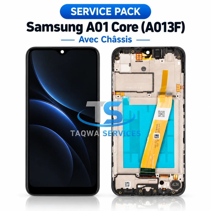 A01 Core(A013F) Screen & Display – Black (Service Pack avec Chassis | Samsung)