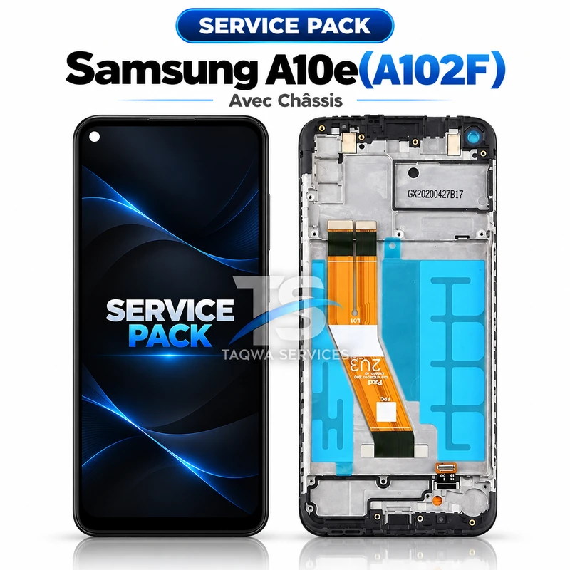 Écrans & Afficheurs Galaxy A10e(A102F) – Noir (Service Pack avec Chassis | Samsung)