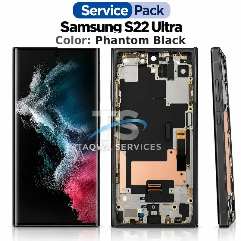 Écrans & Afficheurs Galaxy S22 Ultra – Noir (Service Pack avec Chassis | Samsung)