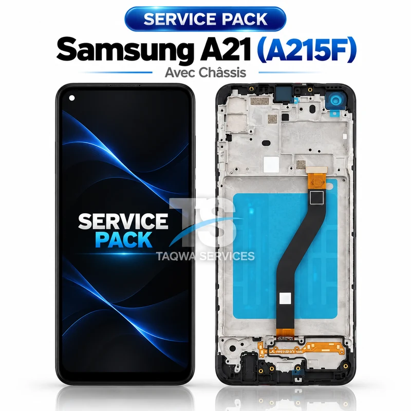 Écrans & Afficheurs Galaxy A21(A215F) – Noir (Service Pack avec Chassis | Samsung)