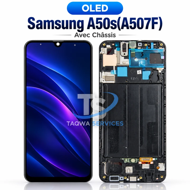 Écrans & Afficheurs Galaxy A50s(A507F) – Blanc (avec Chassis - OLED | Ori)