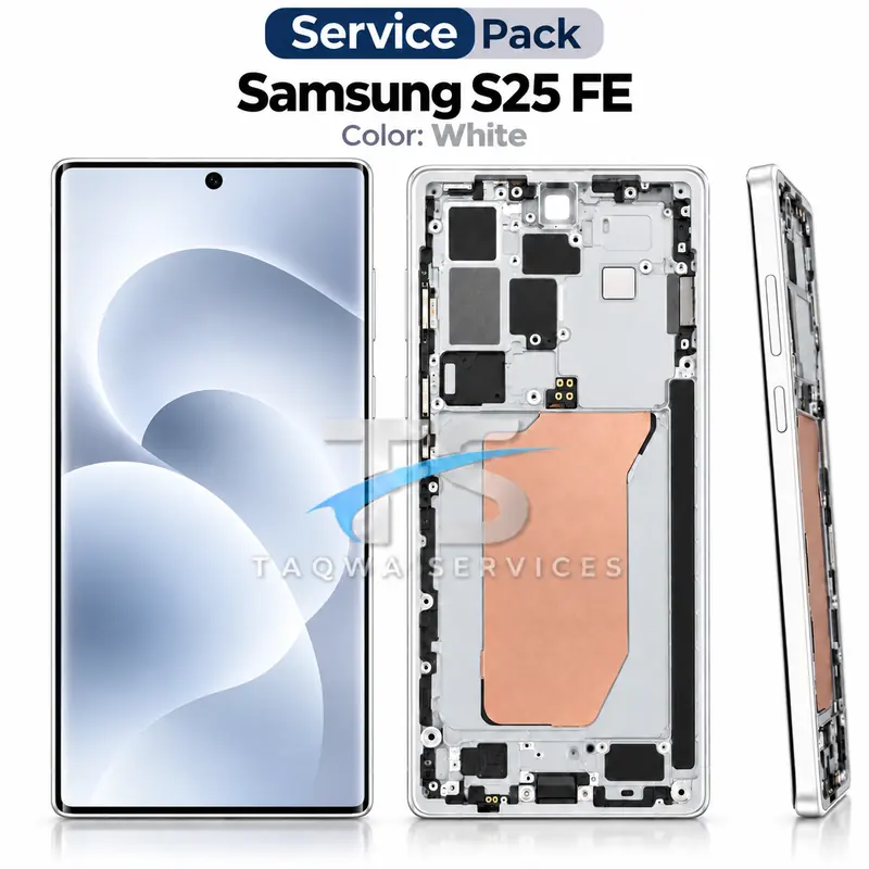 Galaxy S25 FE Screen & Display – White (Service Pack avec Chassis | Samsung)