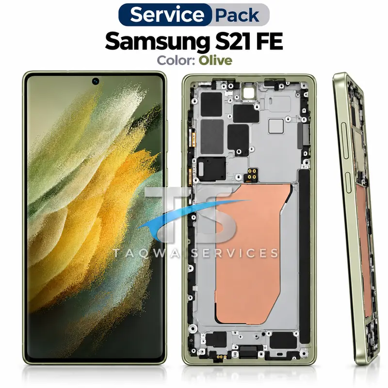 Galaxy S21 FE Screen & Display – Olive (Service Pack avec Chassis | Samsung)