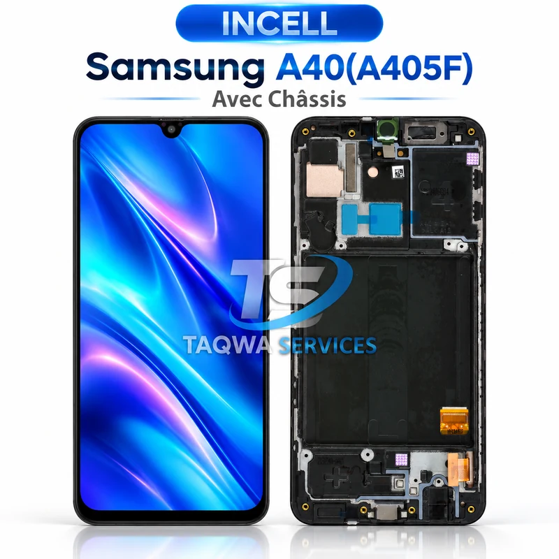 Galaxy A40(A405F) Screen & Display – Black (Avec Chassis - INCELL)
