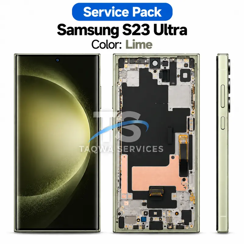 Écrans & Afficheurs Galaxy S23 Ultra – Lime/ Vert Citron (Service Pack avec Chassis | Samsung)