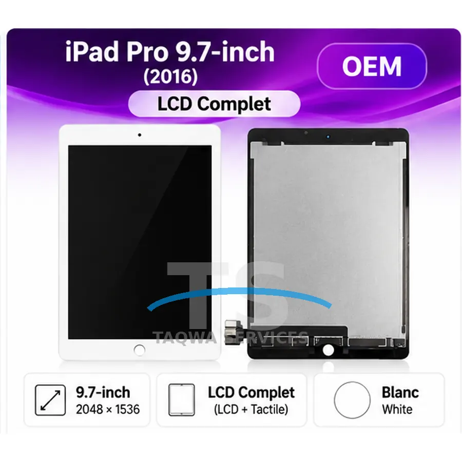 iPad Pro 9.7-inch [9.7"] (2016): A1673, A1674, A1675 Screen & Display – White (LCD Compled - OEM | COMPATIBLE)