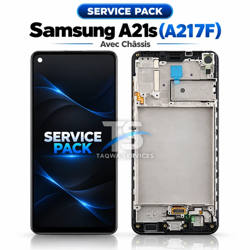 Écrans & Afficheurs Galaxy A21s(A217F) – Noir (Service Pack avec Chassis | Samsung)