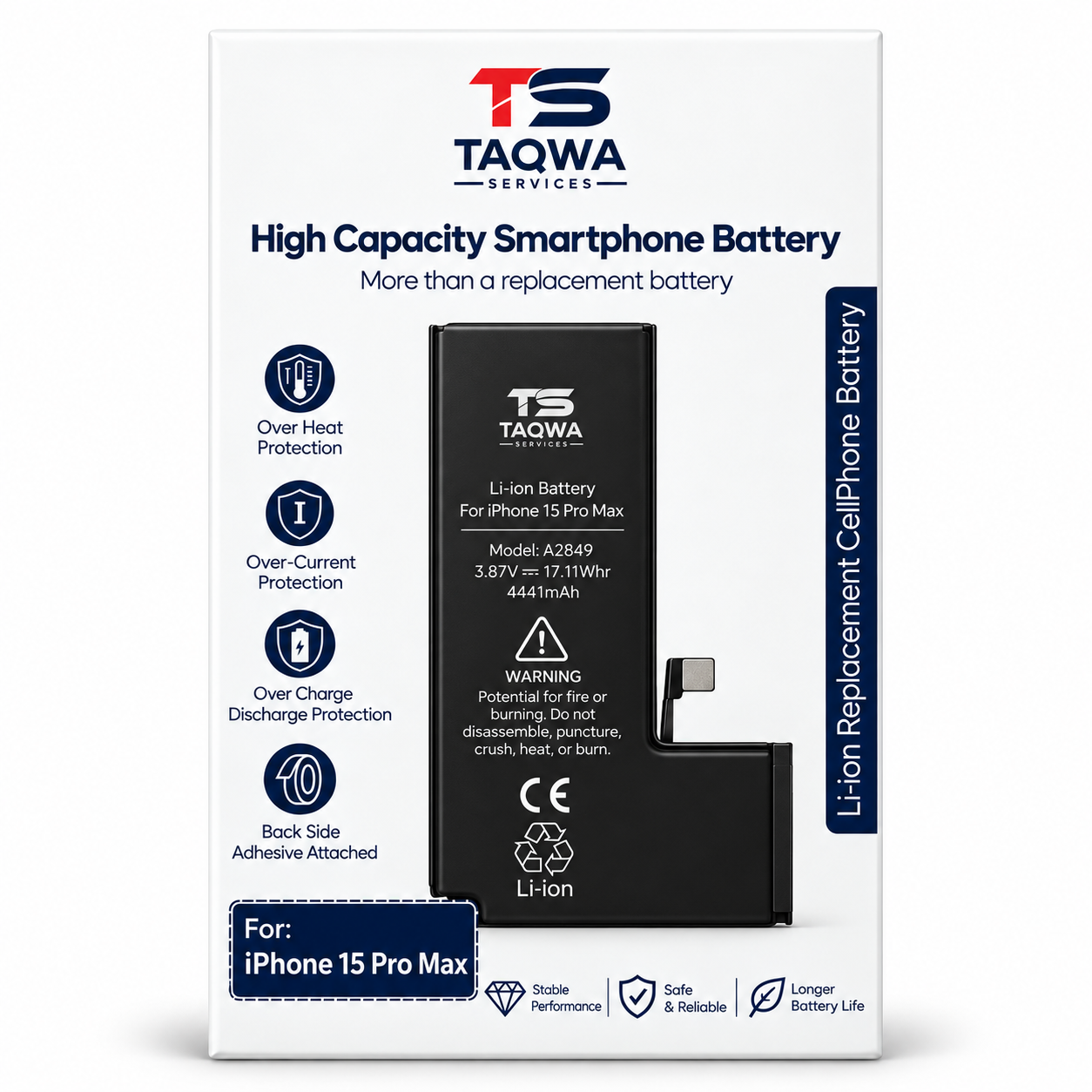 Batterie iPhone 15 Pro Max (Haute Capacité| TS)