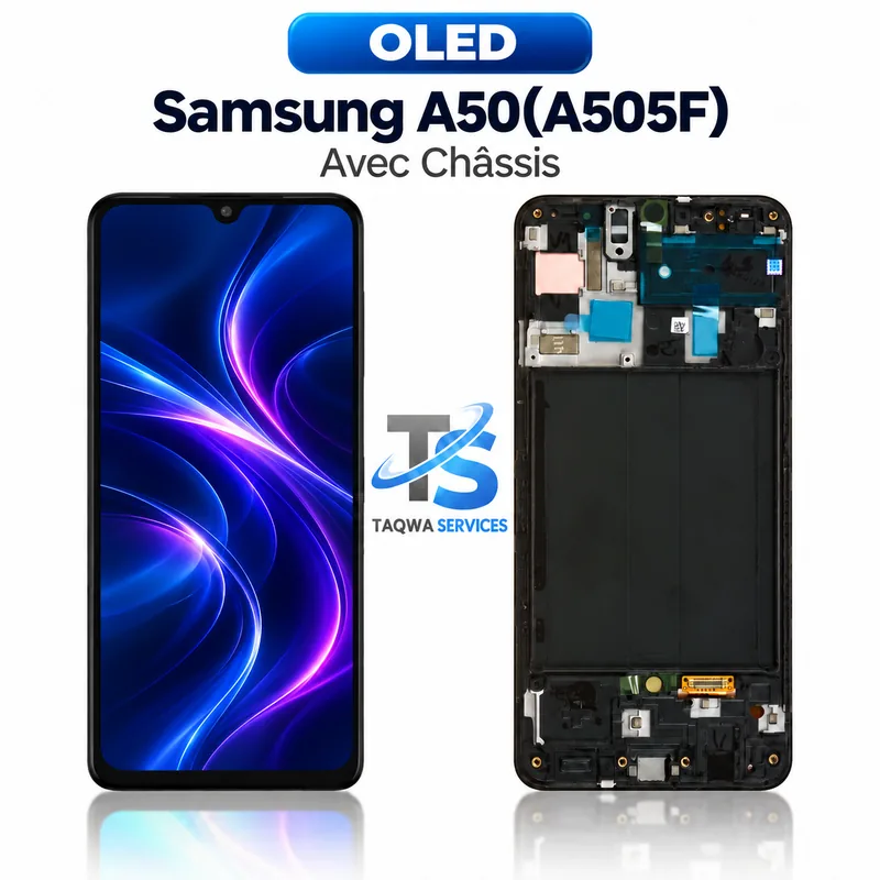 Galaxy A50(A505F) Screen & Display – Black (avec Chassis - OLED | Ori)
