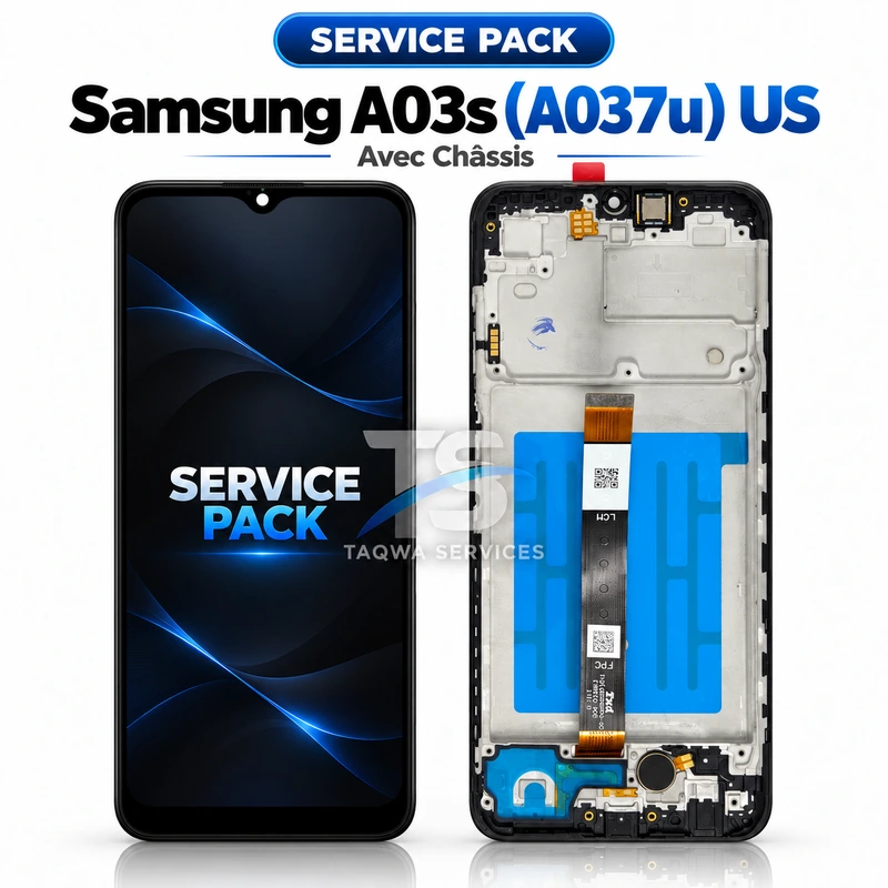 Écrans & Afficheurs Galaxy A03s(A037u) USA – Noir (Service Pack avec Chassis | Samsung)