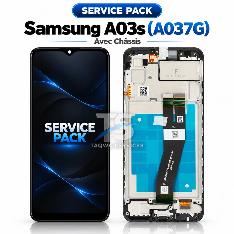 Galaxy A03s(A037G) Screen & Display – Black (Service Pack avec Chassis | Samsung)