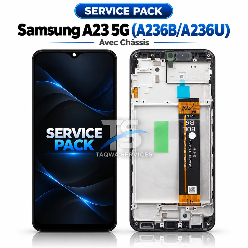 Écrans & Afficheurs Galaxy A23 5G(A236B/A236U) – Noir (Service Pack avec Chassis | Samsung)