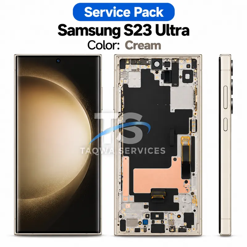 Écrans & Afficheurs Galaxy S23 Ultra – Cream/Amber Yellow (Service Pack avec Chassis | Samsung)