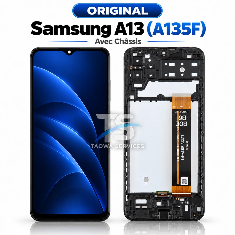 Écrans & Afficheurs Galaxy A13 (A135F) – Noir (Original - Avec Chassis | Samsung)