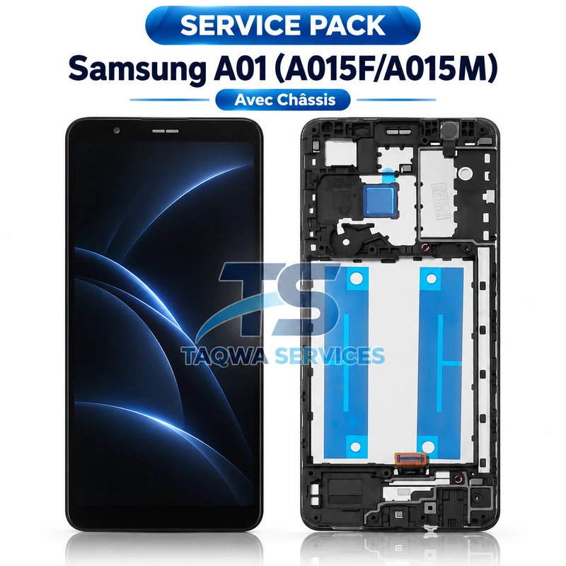 Galaxy A01(A015F/A015M) Screen & Display – Black (Service Pack avec Chassis | Samsung)