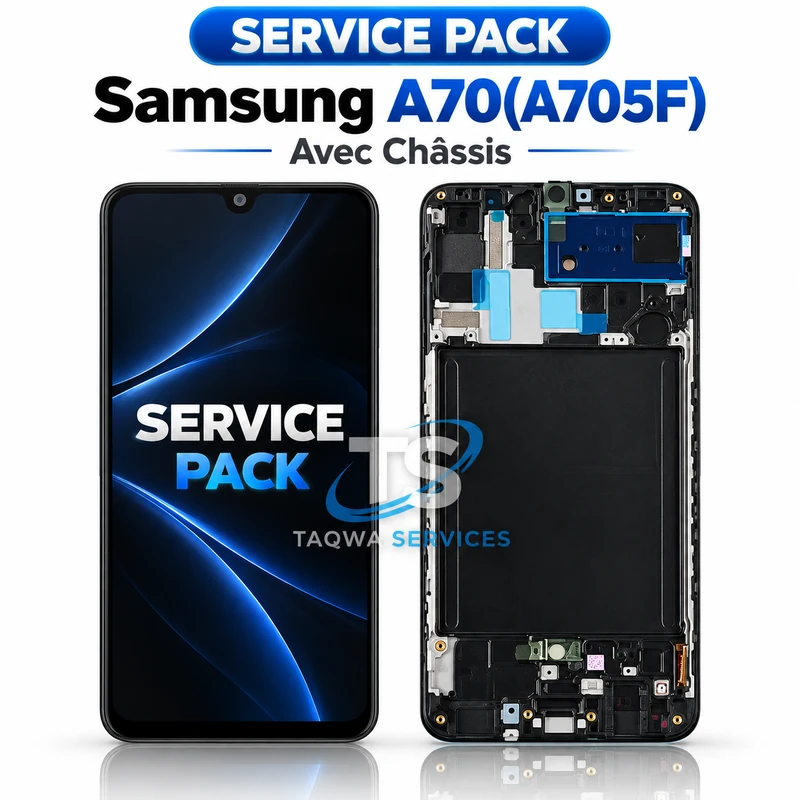 Galaxy A70(A705F) Screen & Display – Black (Service Pack avec Chassis | Samsung)