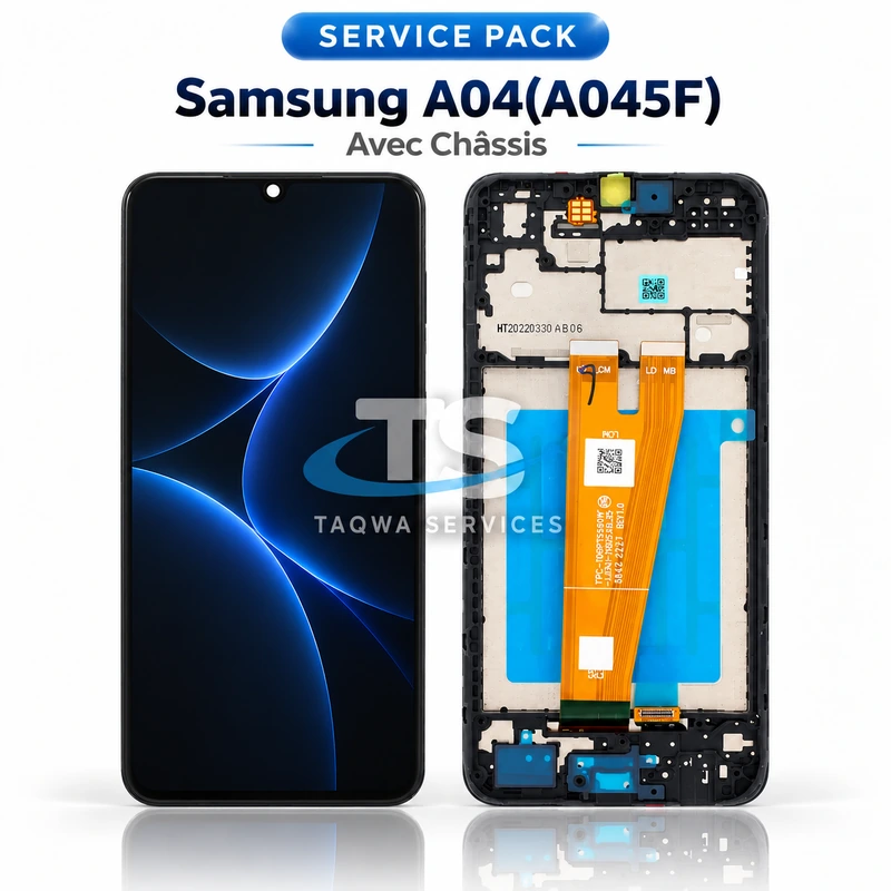 Galaxy A04(A045F) Screen & Display – Black (Service Pack avec Chassis | Samsung)