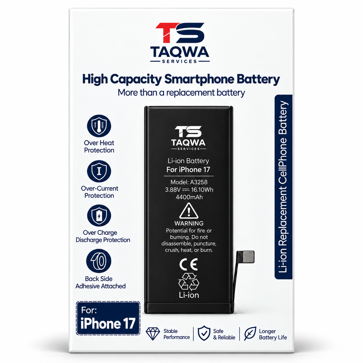 Batterie iPhone 17 (Haute Capacité | TS)