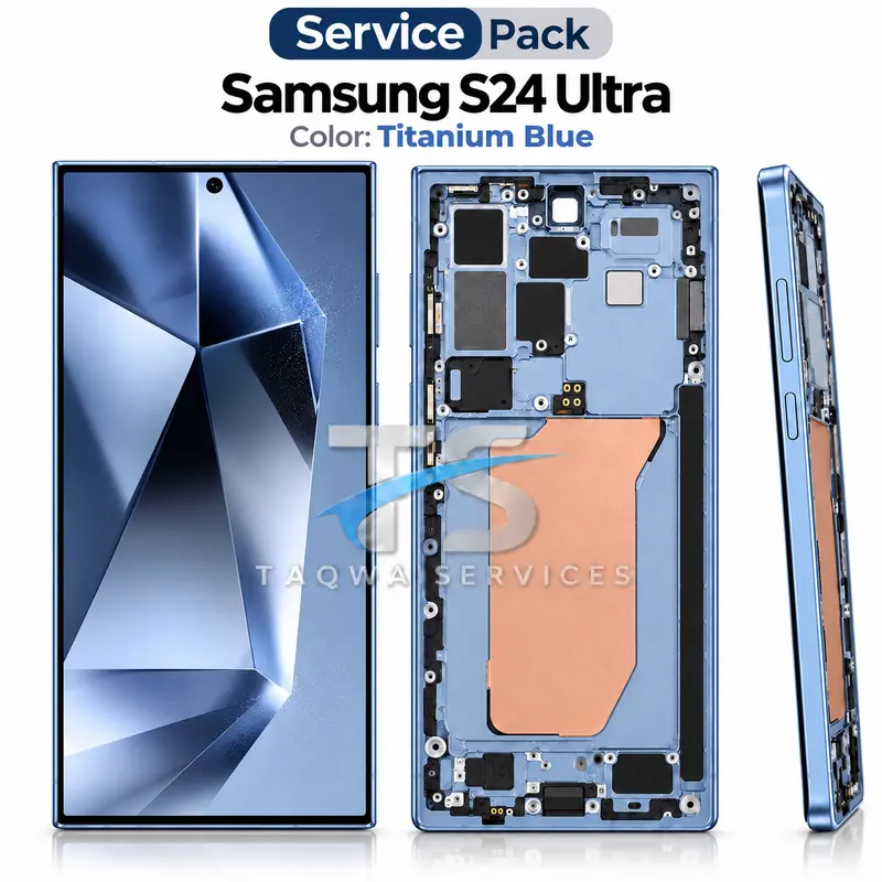 Écrans & Afficheurs Galaxy S24 Ultra – Blue titane (Service Pack avec Chassis | Samsung)