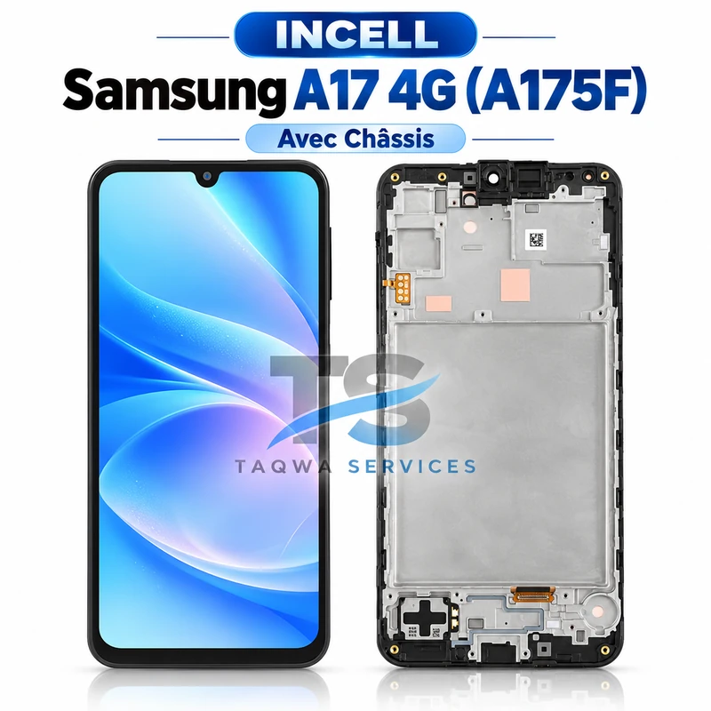 Galaxy A17 4G(A175F) Screen & Display – Black (Avec Chassis - INCELL)