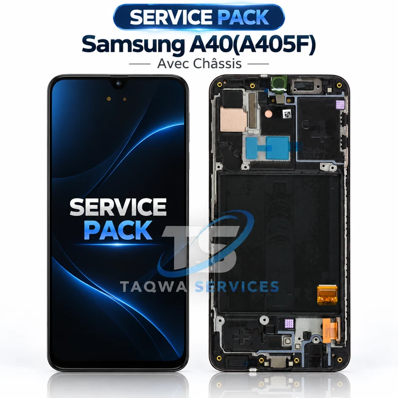 Galaxy A40(A405F) Screen & Display – Black (Service Pack avec Chassis | Samsung)