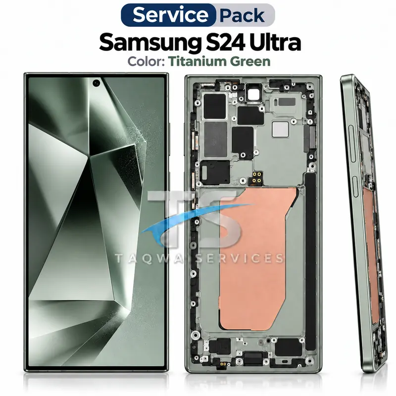 Écrans & Afficheurs Galaxy S24 Ultra – Titane Vert (Service Pack avec Chassis | Samsung)