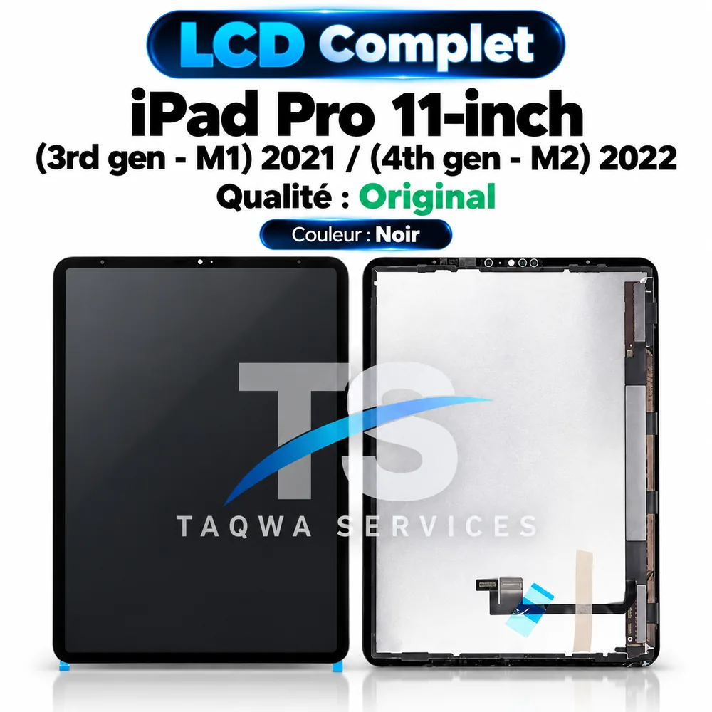 iPad Pro 11-inch (3rd gen - M1) [11"] (2021): A2377, A2459, A2301, A2460 / iPad Pro 11-inch (4th gen - M2) [11"] (2022): A2759, A2761, A2435, A2762 Screen & Display – Black (LCD Complet - Original | Apple)