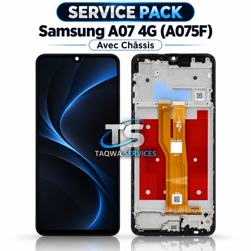 Écrans & Afficheurs Galaxy A07 4G(A075F) – Noir (Service Pack avec Chassis | Samsung)