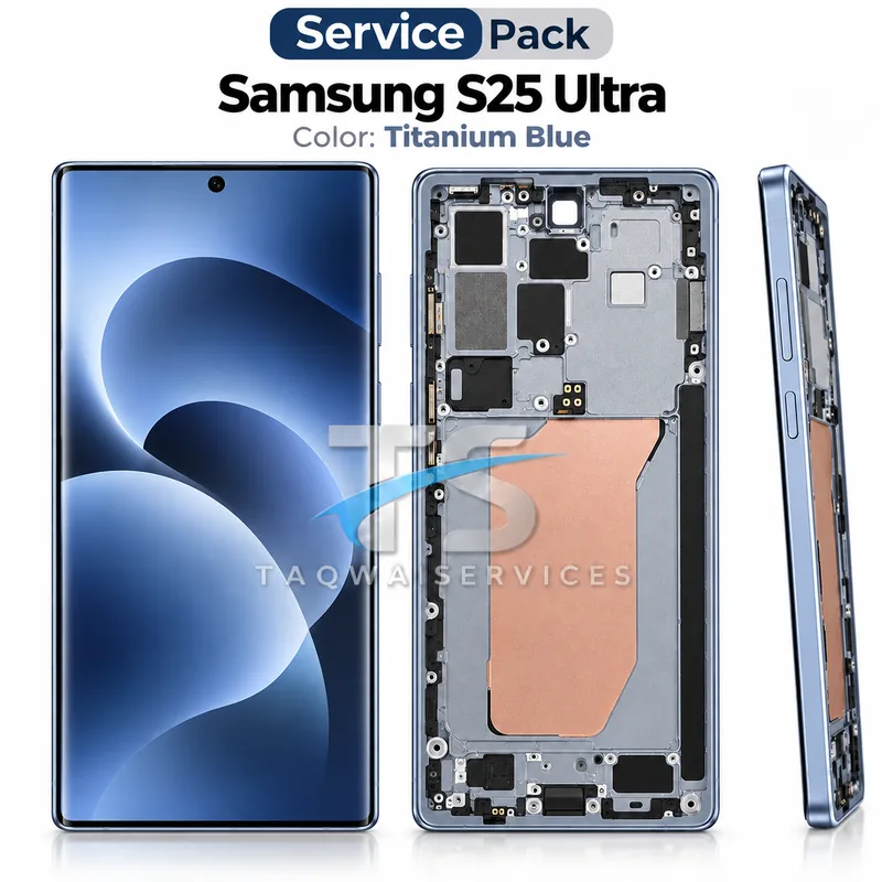 Écrans & Afficheurs Galaxy S25 Ultra – Blue Titane/ Blue Argente (Service Pack avec Chassis | Samsung)