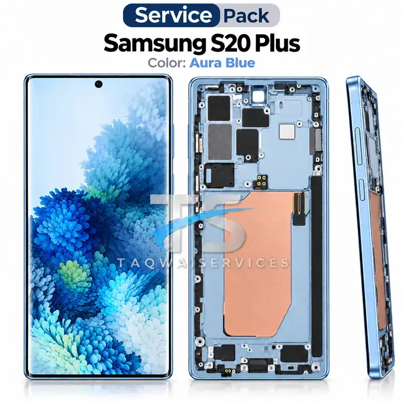 Écrans & Afficheurs Galaxy S20 Plus (G985B/G986B) – Blue/Bleu (Service Pack avec Chassis | Samsung)