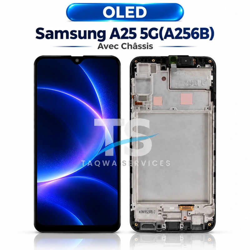 Galaxy A25 5G(A256B) Screen & Display – Black (avec Chassis - OLED | Ori)