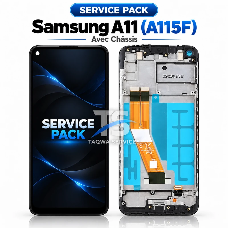 Galaxy A11(A115F) Screen & Display – Black (Service Pack avec Chassis | Samsung)