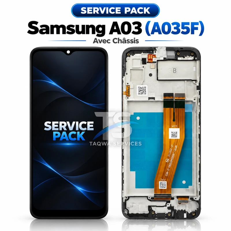 Galaxy A03(A035F) Screen & Display – Black (Service Pack avec Chassis | Samsung)