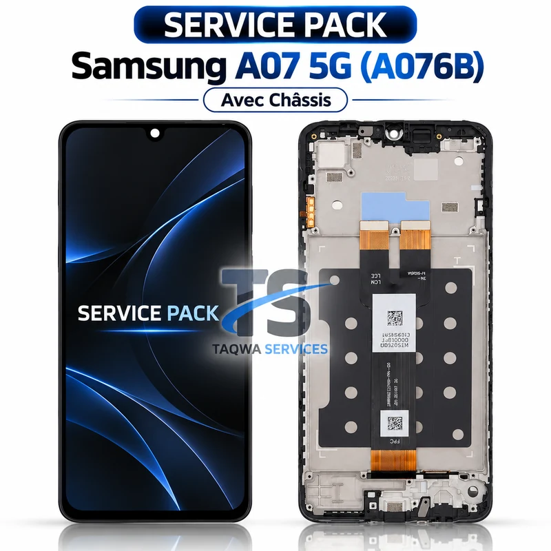 Galaxy A07 5G(A076B) Screen & Display – Black (Service Pack avec Chassis | Samsung)